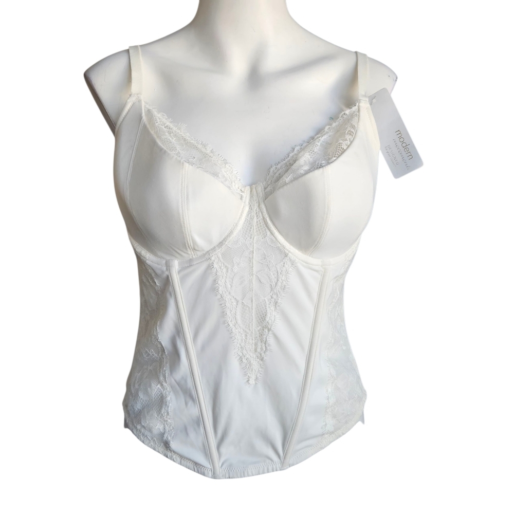 Modern Movement off-white ivory‎ corset bustier with lace accent 38C NWT